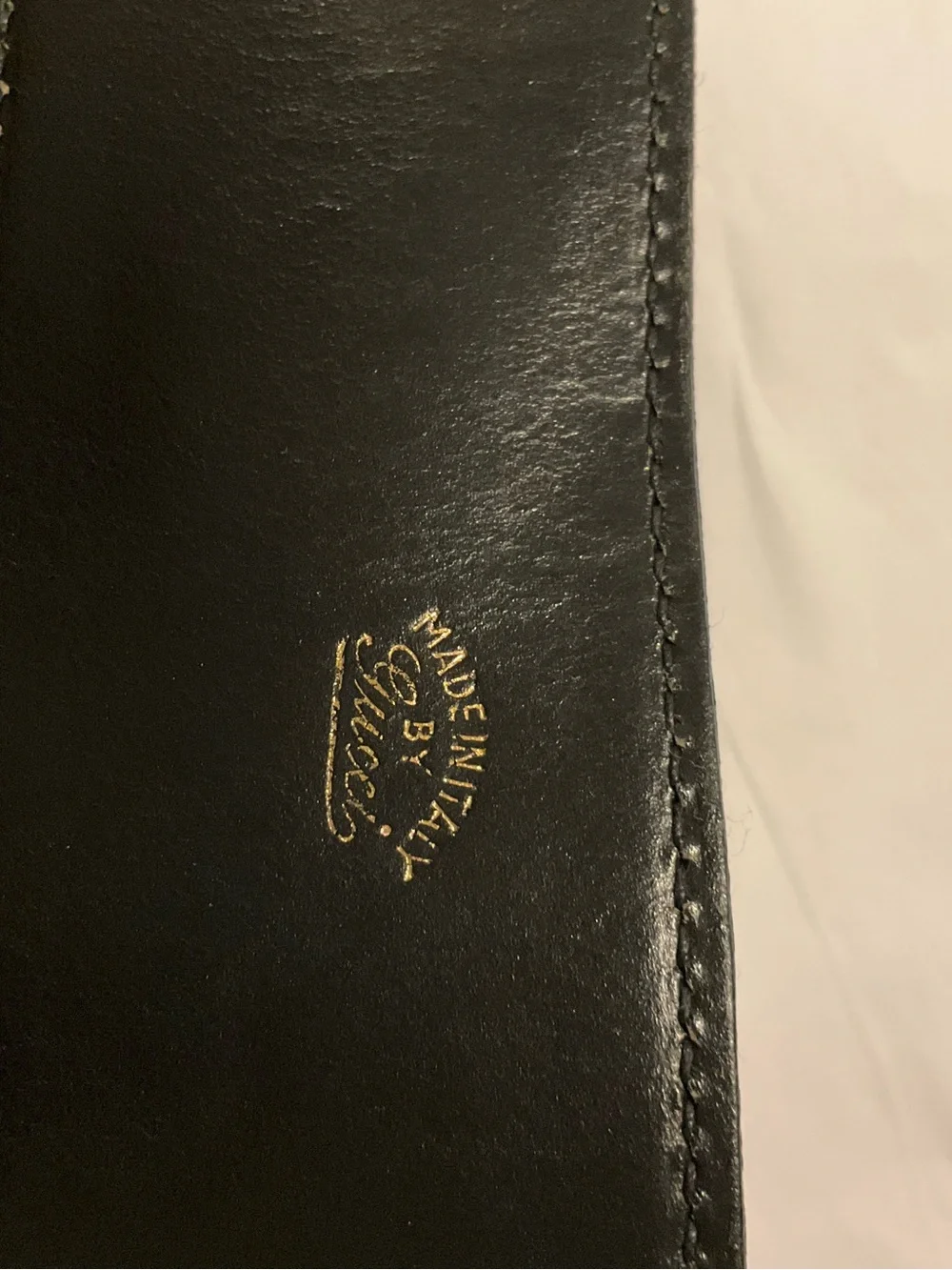 Gucci Vintage Black Leather Belt with Gold Interlocking GG Buckle